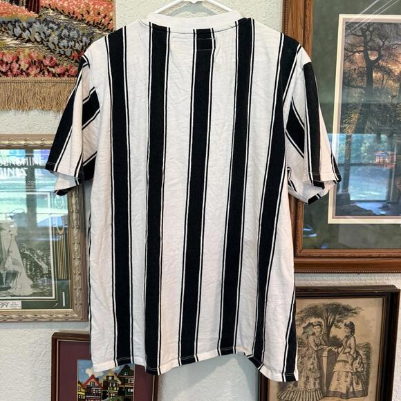 Vintage 90s Guess Originals Black And White Striped Skate Surfing Shirt Size L - Picture 5 of 6
